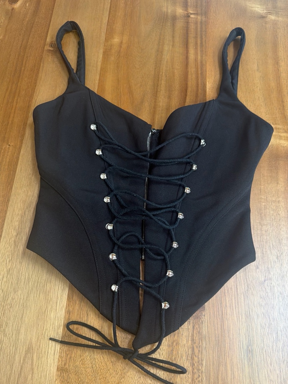 White Fox Fire in Her Eyes Bustier Corset Black Size S